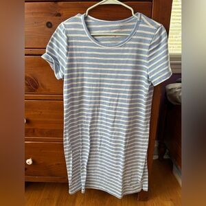 Sonoma Striped Blue and White T-Shirt Dress, size medium
